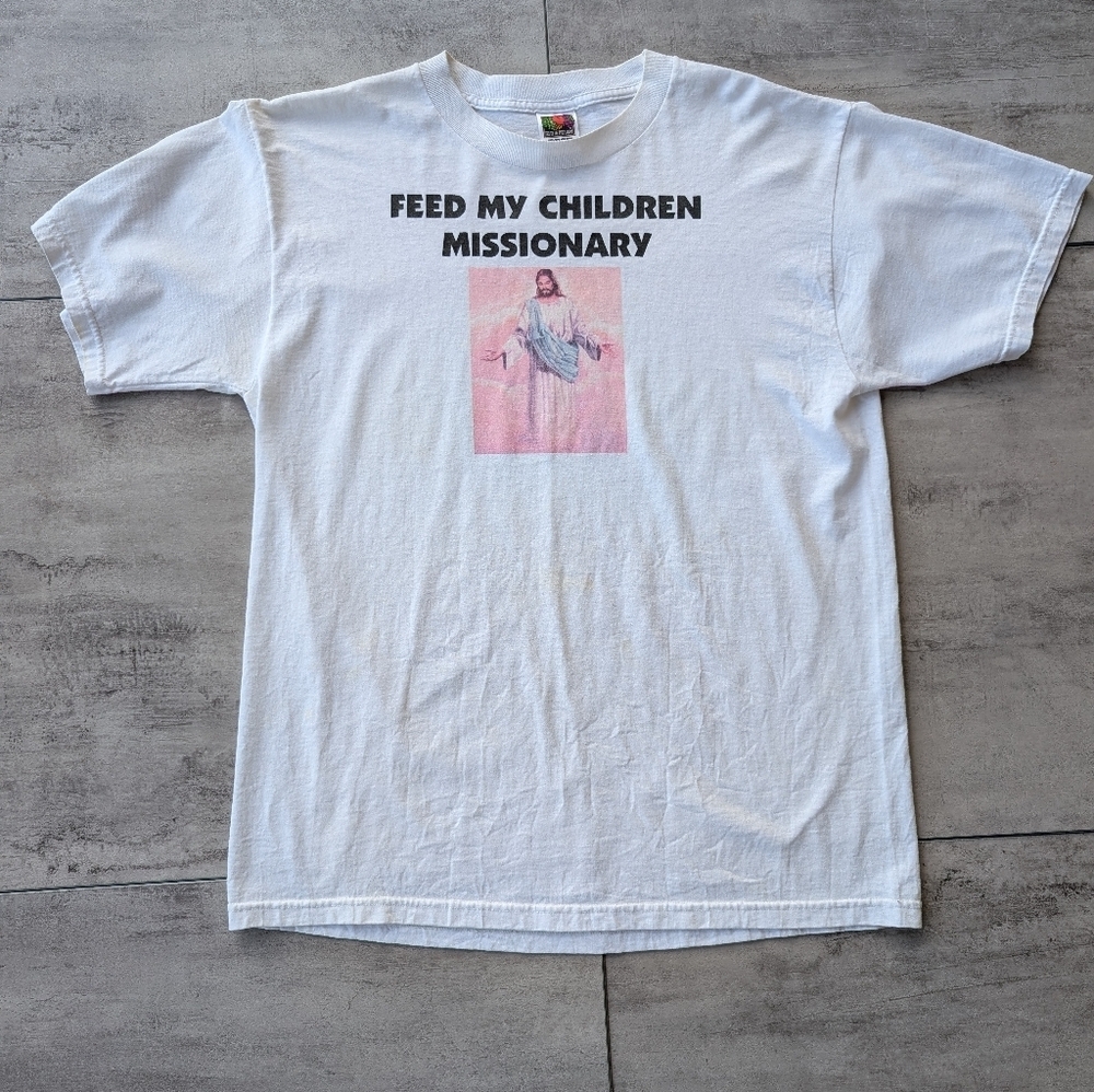 Vintage Jesus Fruit of the Loom Feed My Children Missionary Ruth Graphic T Shirt